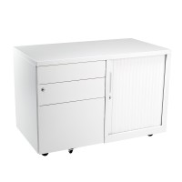 Bo Mobile CADDIE 900 wide Satin white/white tambour and Black Satin/white tambour door