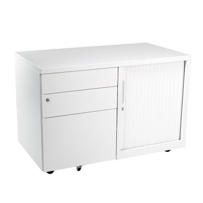 Bo Mobile CADDIE 900 wide Satin white/white tambour and Black Satin/white tambour door