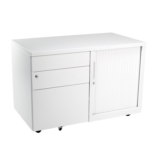 Bo Mobile CADDIE 900 wide Satin white/white tambour and Black Satin/white tambour door 1