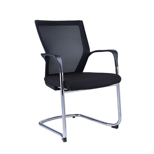 Tom Sled base chair black mesh/black fabric 1